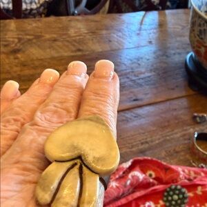Bone Dust. Handmade Heart Ring in Cream and Brown. Elk bone. Look up bone dust